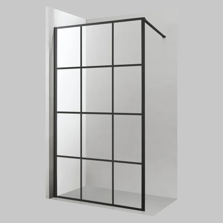 Viva AQUA Max WALK IN Zuhanyfal - FEKETE mintás - FEKETE profil - 8 mm NANO üveg - 80 x 200 cm