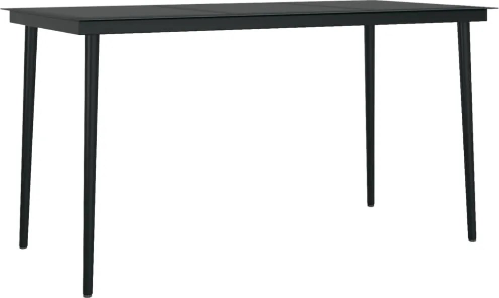 vidaXL fekete acél és üveg kerti étkezőasztal 140 x 70 x 74 cm