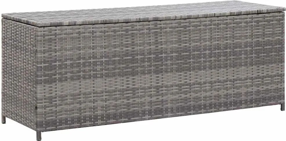 Szürke Polyrattan Kerti Tárolóláda 150 X 50 X 60 Cm