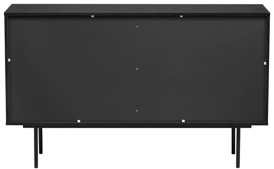 Fekete-natúr színű alacsony komód tölgyfa dekorral 140x84 cm Stripe – Woodman