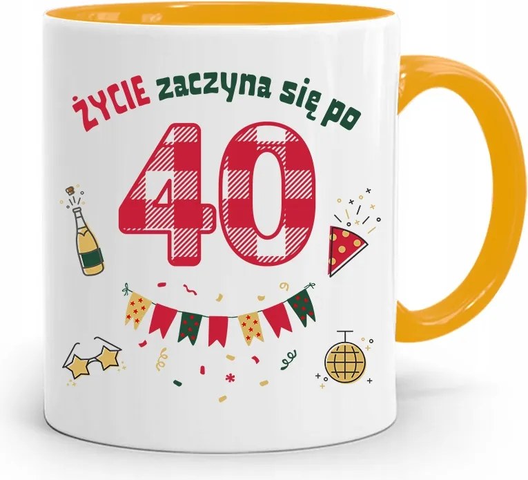 Születésnapra 40 40-es 40-es Bögre Sárga Ajándék fényképes nyomattal