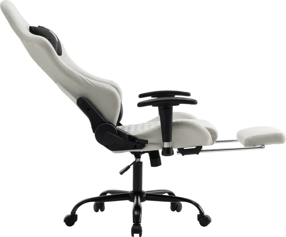 Irodai/gamer szék, fehér/fekete, teherbírás 150 kg, PAPIBAS