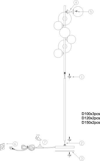 ONLI - Állólámpa PALOMA 7xG9/10W/230V arany