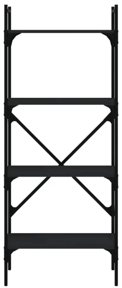 4 szintes fekete szerelt fa könyvespolc 56 x 31,5 x 138,5 cm
