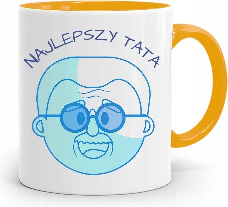 Sárga Apák Napi Bögre Apáknak Legjobb Apa nyomtatott fényképpel