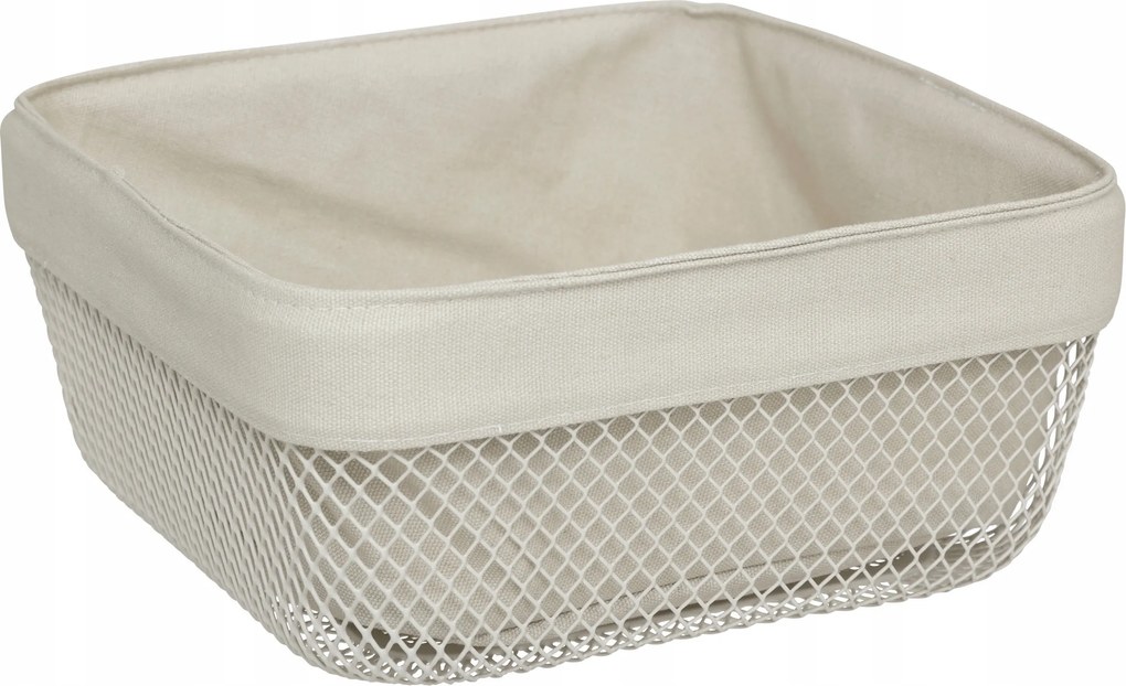 Kenyértartó Kosár Fém Bézs Pamut Betéttel 25,5 X 11,5 CM