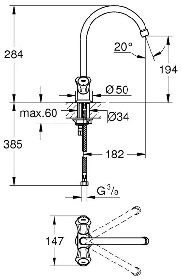 GROHE 31831001 - COSTA L mosogató csaptelep, fényes króm