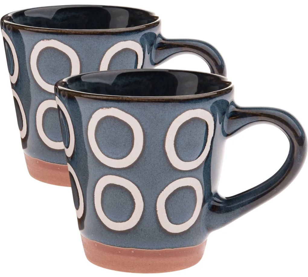2 db kerámia bögre szett Gyűrűk 100 ml, sötétkék