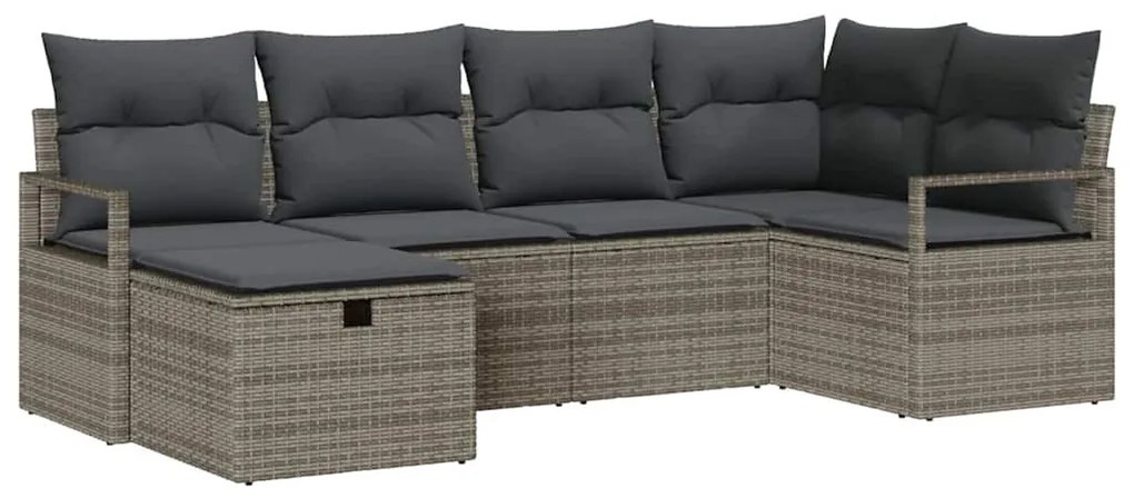 Kerti Kanapé Szett 6 pcs Szürke 232 x 122 x 85 cm Poli rattan