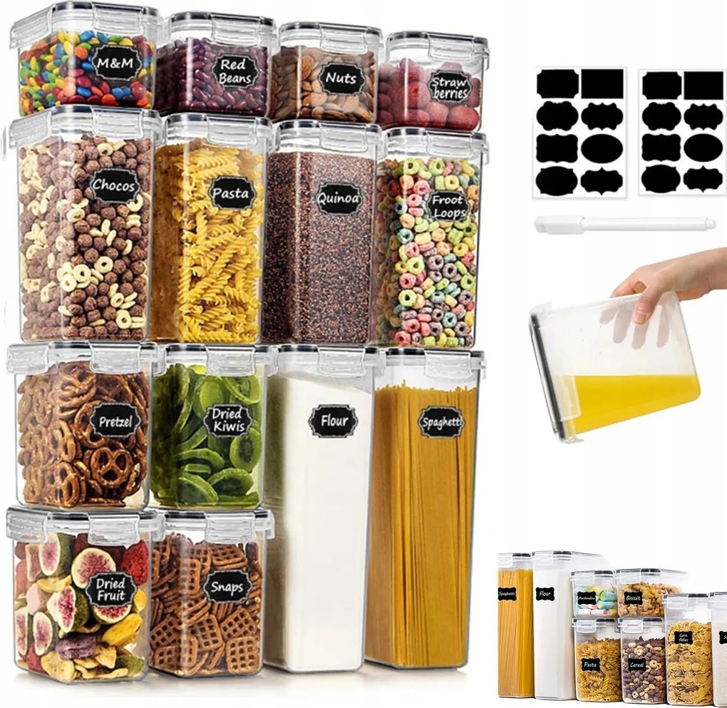 Konyhai ételtároló doboz szett 14 db-os légmentesen záródó tartály