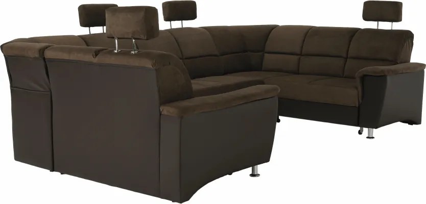 Ülőgarnitúra, textilbőr barna/szövet barna, SANTIAGO U