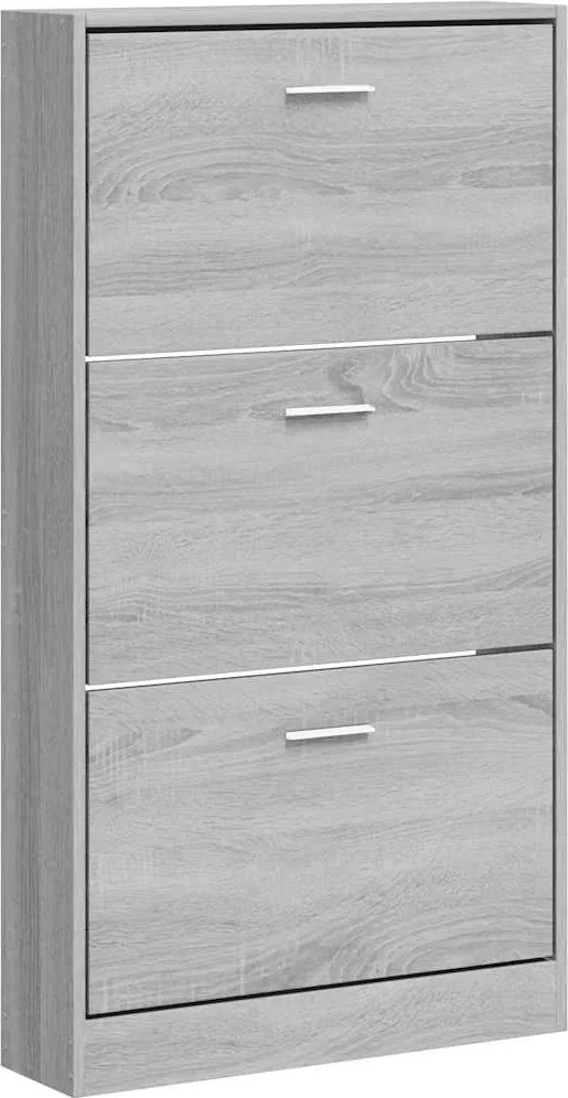 vidaXL szürke sonoma színű szerelt fa cipősszekrény 59x17x108 cm