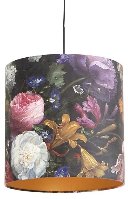 Lógólámpa bársony árnyékolóval virágokkal és arannyal 40 cm - Combi