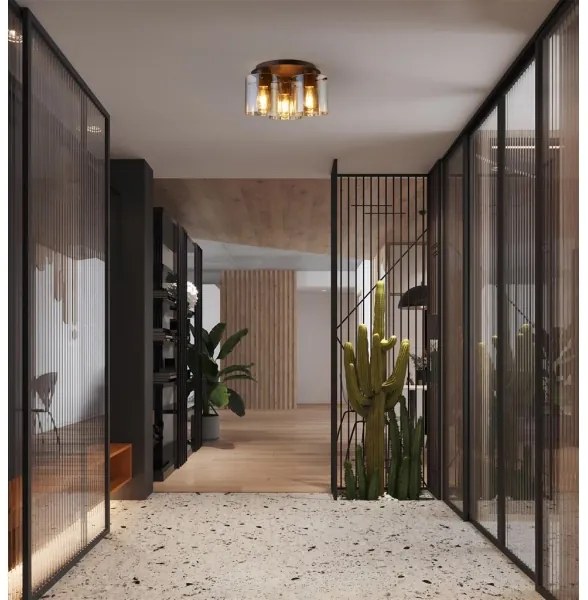 Searchlight 88911-3MO - SWEDEN mennyezeti lámpa 3xE27/60W/230V Ø39 cm barna/füst