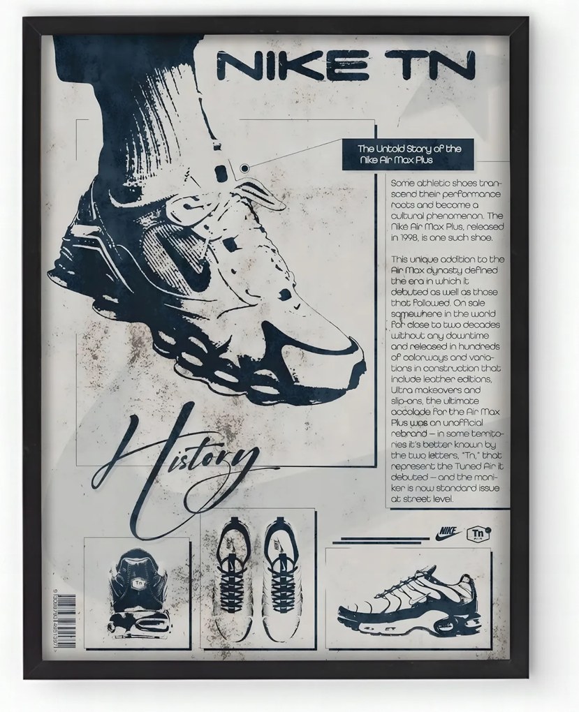 Nike Tn Vintage Retro keretes poszter Nappaliba 30x40 cm Ajándék ötlet