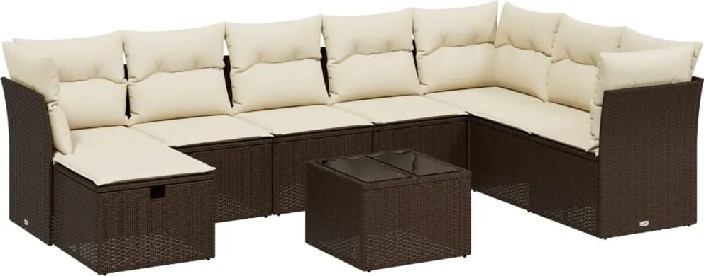 vidaXL 9 részes barna polyrattan kerti ülőgarnitúra párnákkal