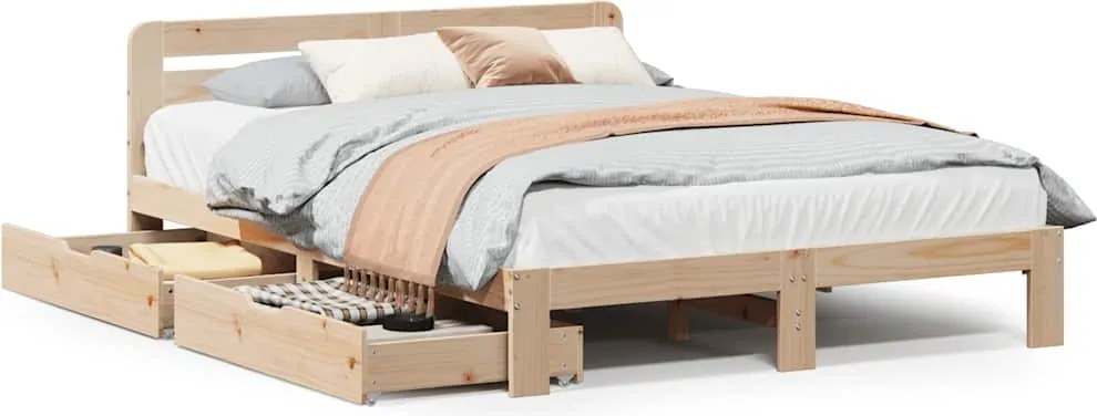 vidaXL tömör fenyőfa ágy matrac nélkül 135 x 190 cm
