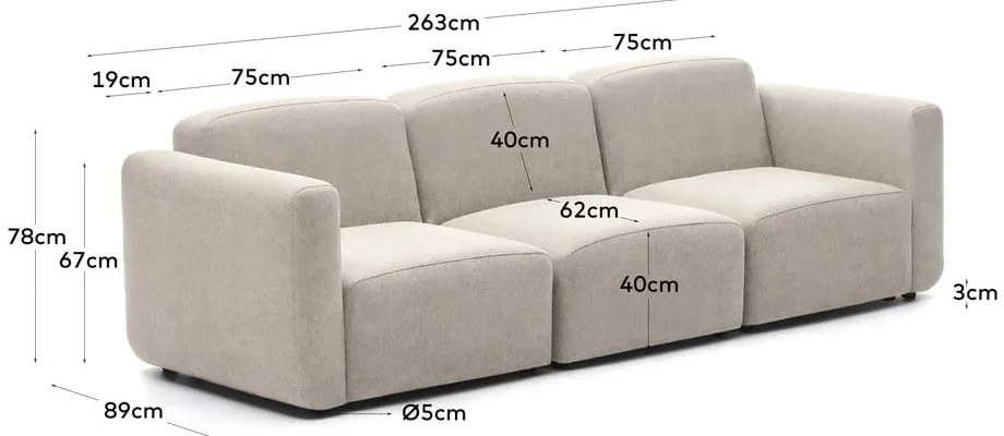 Bézs kanapé 263 cm Neom – Kave Home