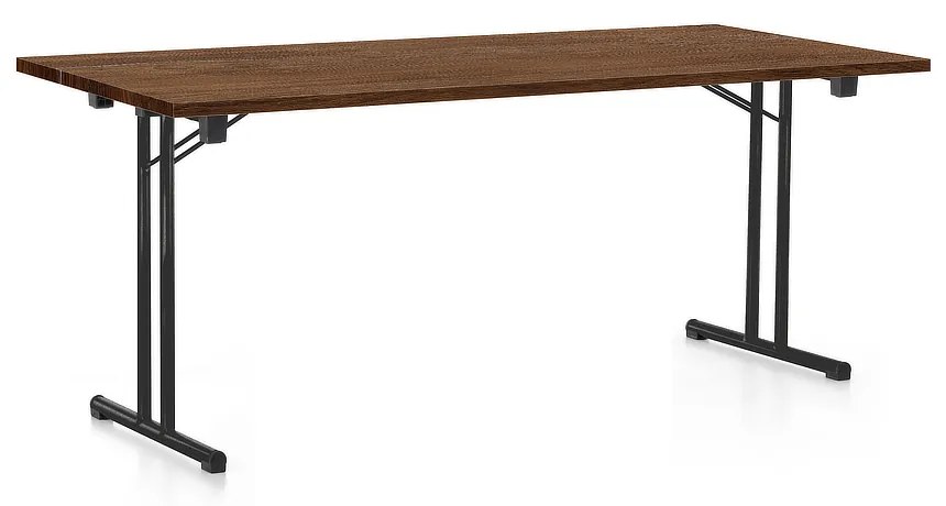Összecsukható asztal 180 x 80 cm, fekete lábak, silverjack tölgy