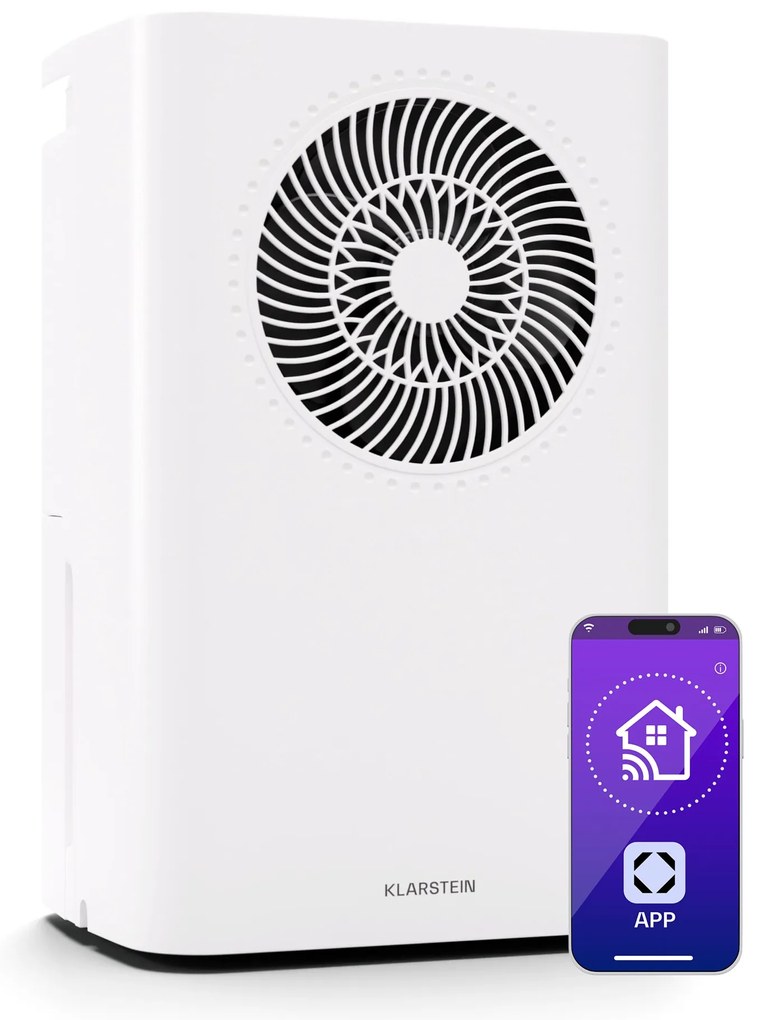 Klarstein CircleDry Smart 16 L párátlanító, 16 L/nap, 290 W, 30-40m², WiFi, időzítő, szűrő