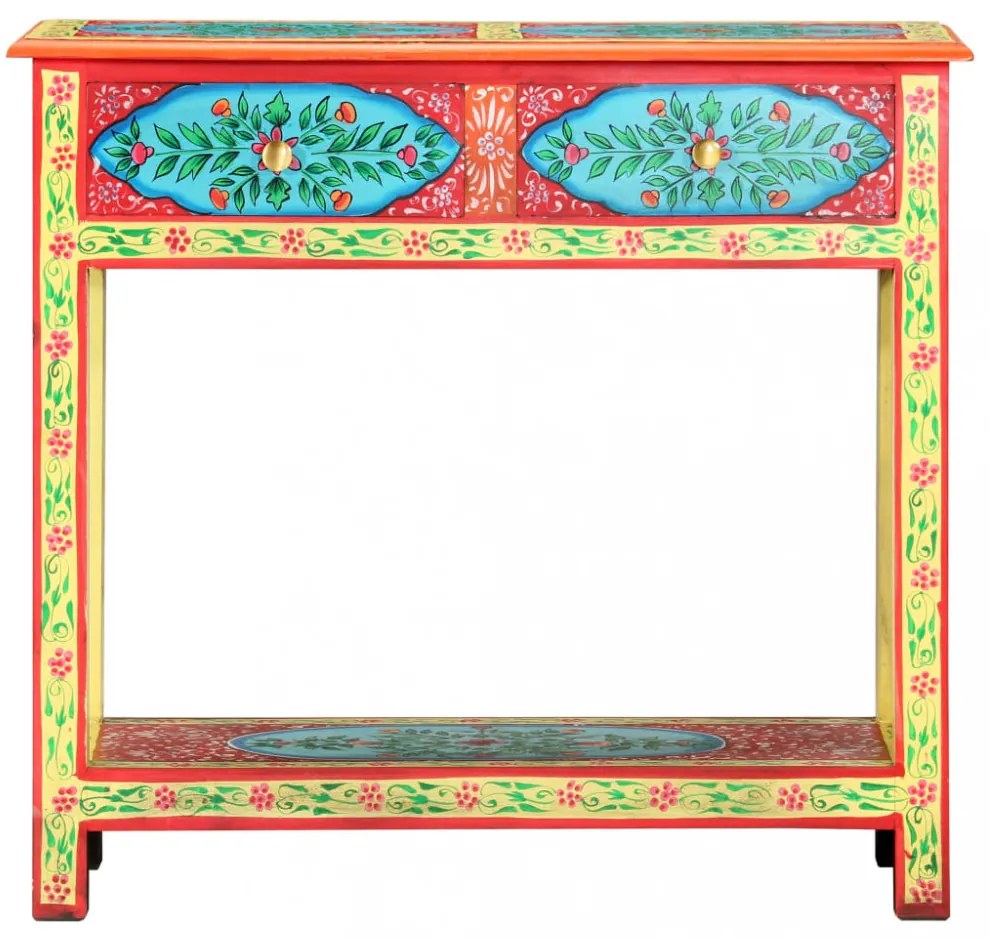 kézzel festett tömör mangófa tálalóasztal 80 x 35 x 75 cm