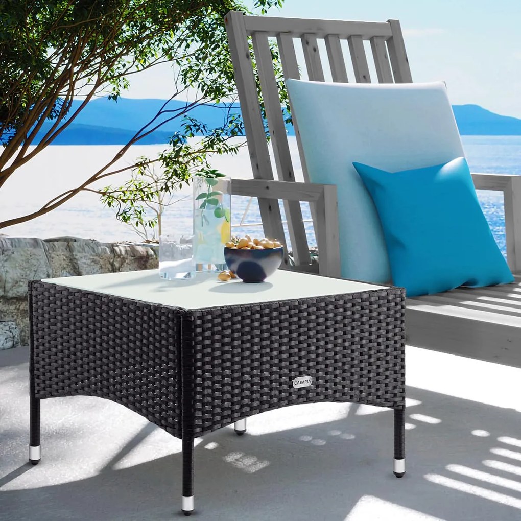 Deuba Rattan asztalka 58x58x42 cm - fekete