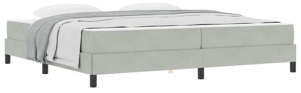 Boxspring ágy matraccal Világosszürke 200 x 200 cm Bársony