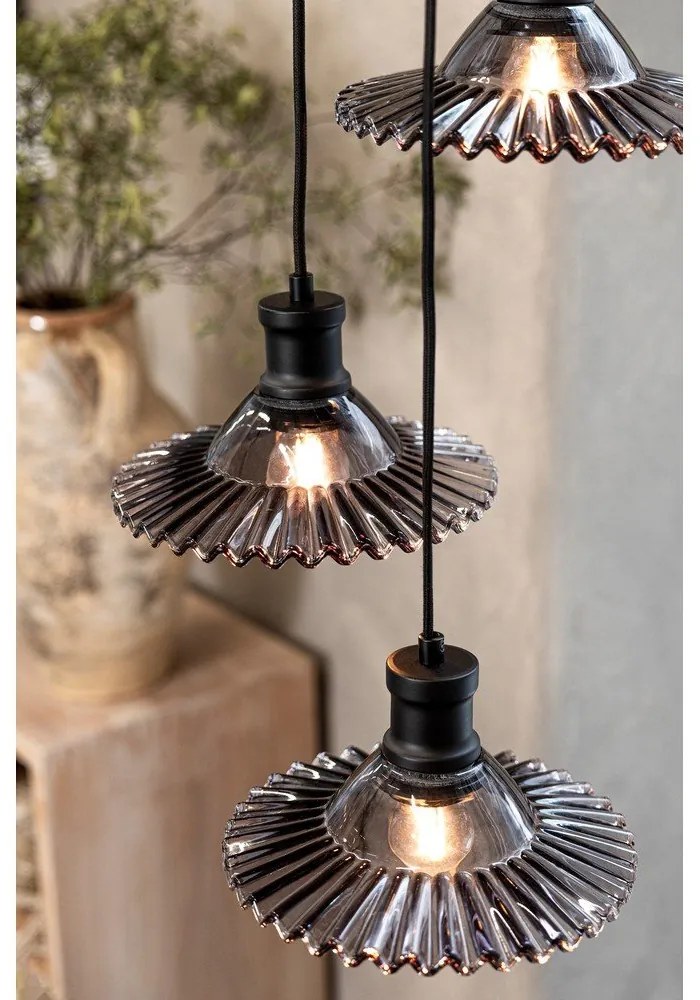 Fekete függőlámpa üveg búrával ø 22 cm Novia – Markslöjd