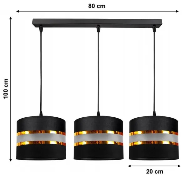 Csillár zsinóron CORAL 3xE27/60W/230V fekete