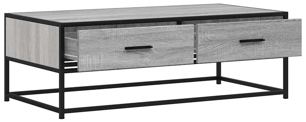 szürke sonoma szerelt fa és fém dohányzóasztal 100 x 50 x 35 cm