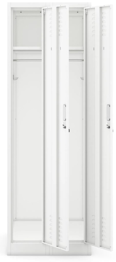 Pléh öltözőszekrény talpazaton, négymodulos, polcokkal KACPER II, 600 x 1800 x 500 mm, Pléh öltözőszekrény talpazaton, négymodulos, polcokkal KACPER I