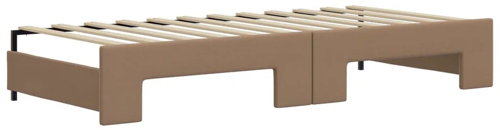 cappuccino színű kihúzható műbőr heverő fiókkal 90 x 200 cm