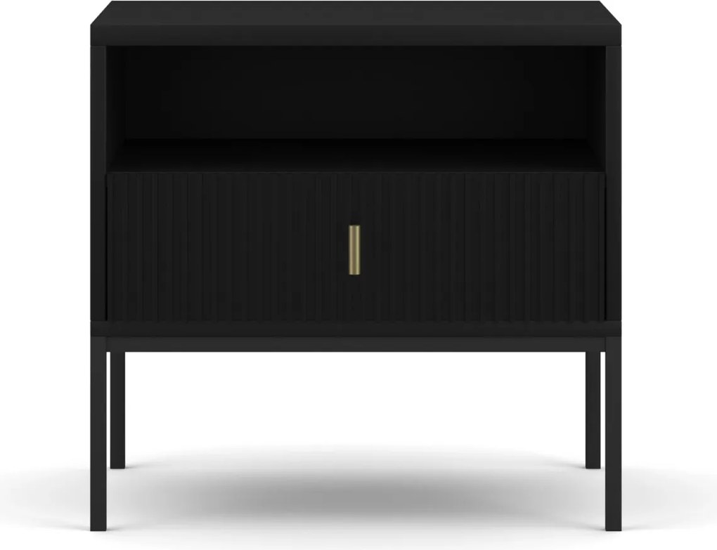 Éjjeliszekrény bordázott kivitelben, fekete színben MARCOS