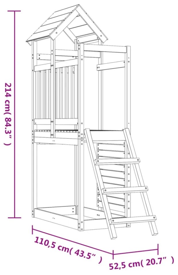 impregnált fenyőfa kültéri játszószett 52,5 x 110,5 x 214 cm