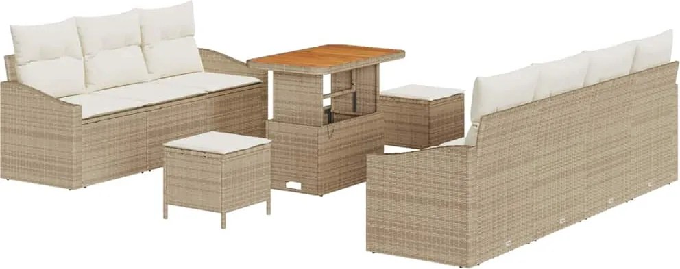 vidaXL Kerti Kanapé Szett párnával tárolóval 10 pcs Beige és krém