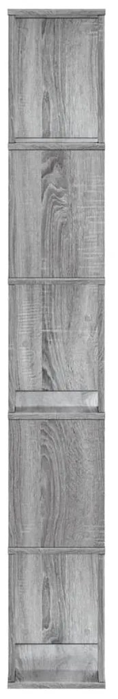 5 szintes szürke sonoma szerelt fa könyvespolc 45x23,5x162,5 cm
