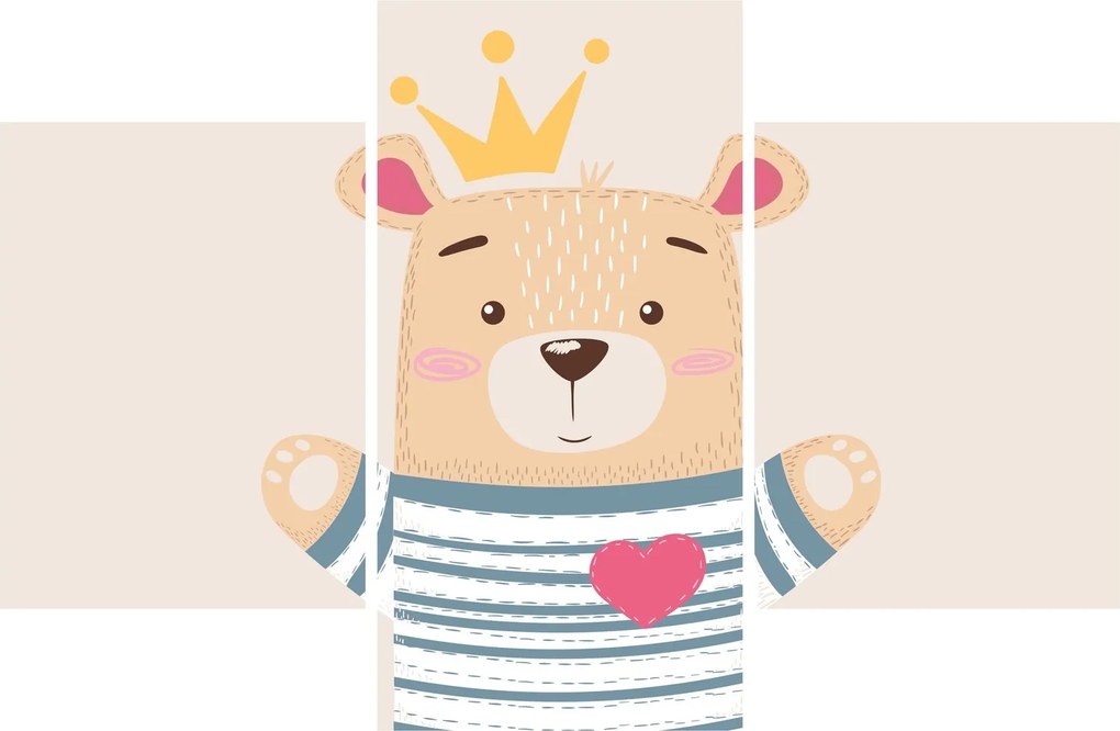 Kép - Teddy maci koronával (90x60 cm)