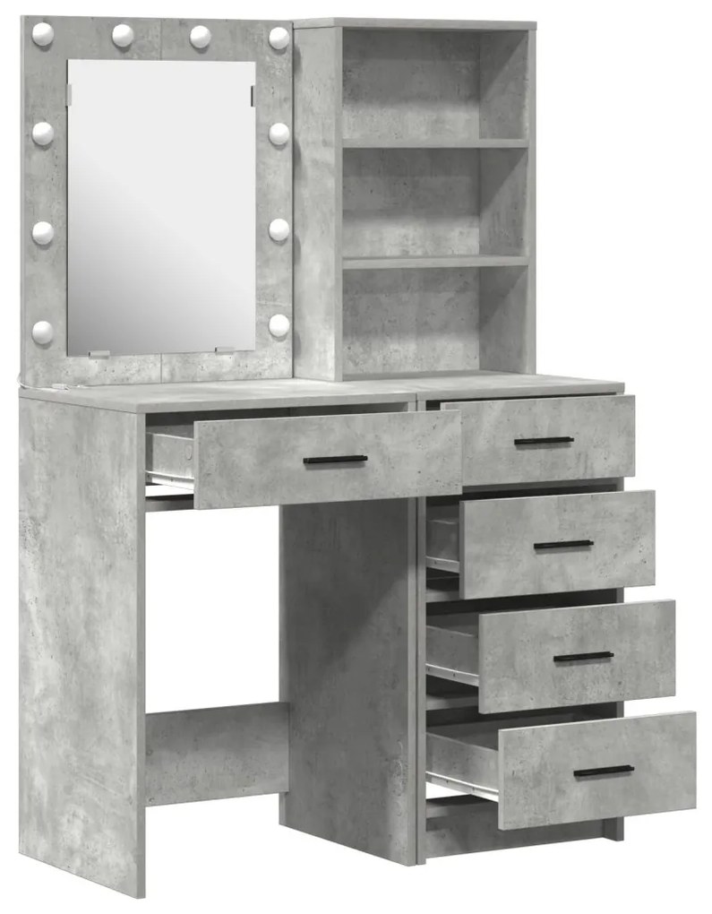 Öltözködőasztal fiókkal 2 pcs Szürke 50 x 41 x 135 cm Faanyag