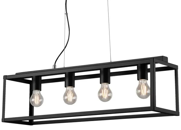 Briloner - Csillár zsinóron BLACK STEEL 4xE27/40W/230V