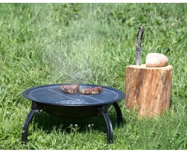 Hordozható tűzrakóhely rostéllyal fekete