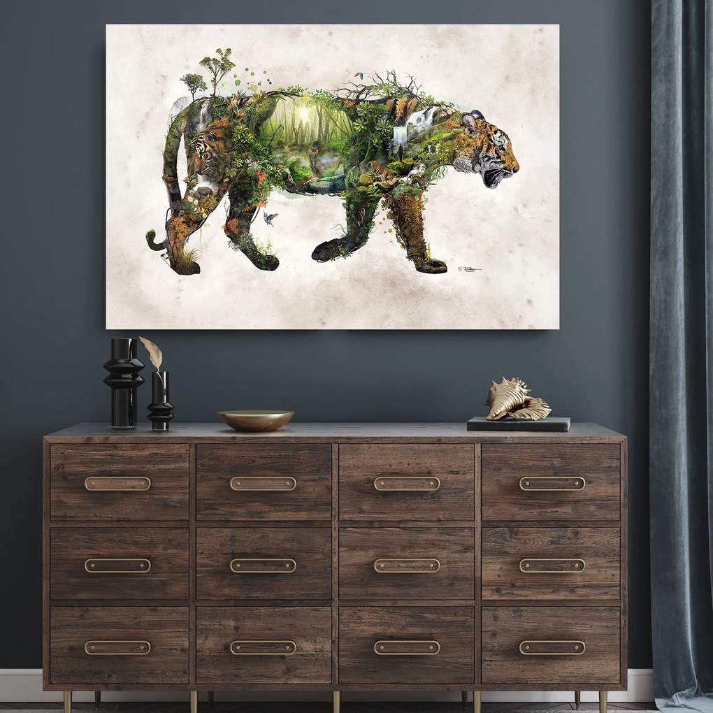 Gario Vászonkép Tigris és emlékek - Barrett Biggers Méret: 120 x 80 cm