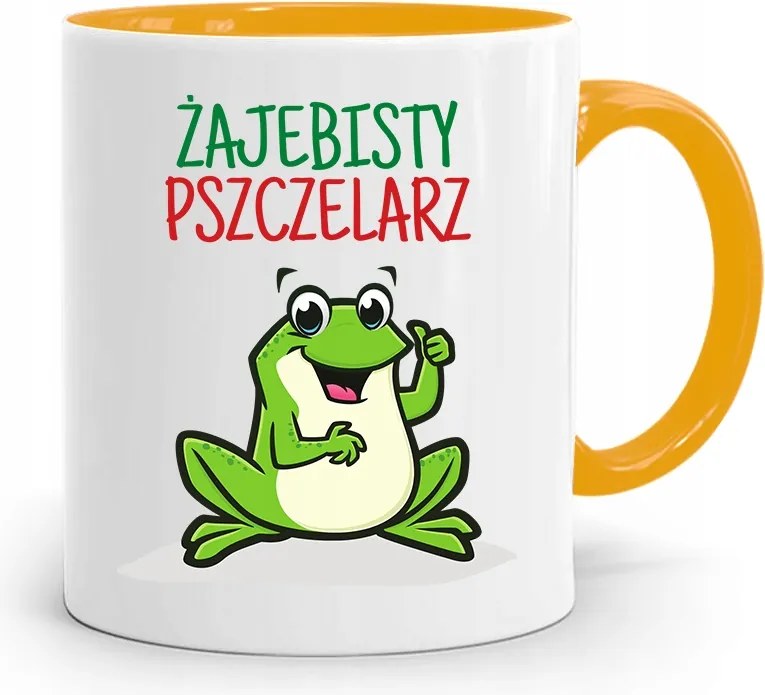 Sárga Bögre Méhésznek Békás Méhész fényképes nyomtatással