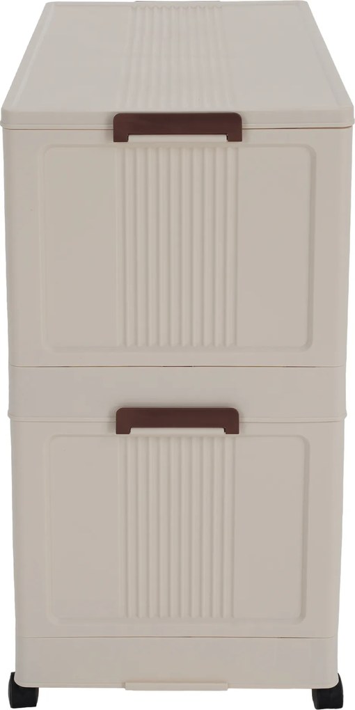 Összecsukható szekrény, fehér/barna, műanyag, POSA TYP 1