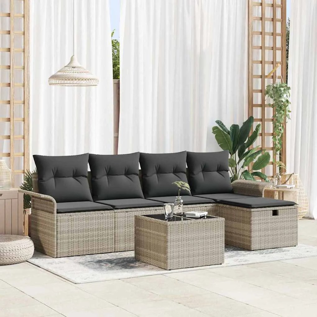 Kerti Kanapé Szett 6 pcs Világosszürke 251 x 117 x 85 cm