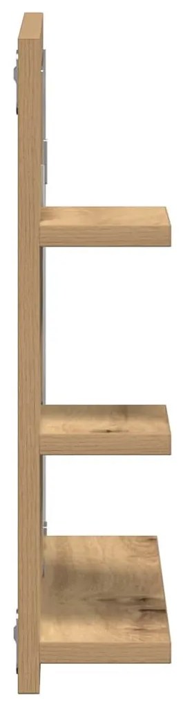 kézműves tölgy színű tükrös fürdőszobaszekrény 60x10,5x45 cm
