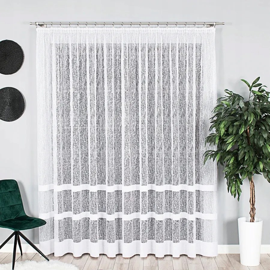 Függöny méterre, fehér zsakárd, 250cm