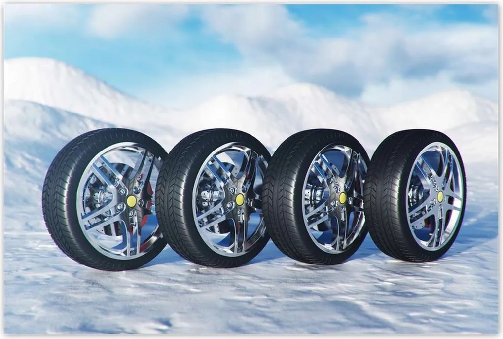 Poszterek 120x80 Nyári gumiabroncsok a hóban