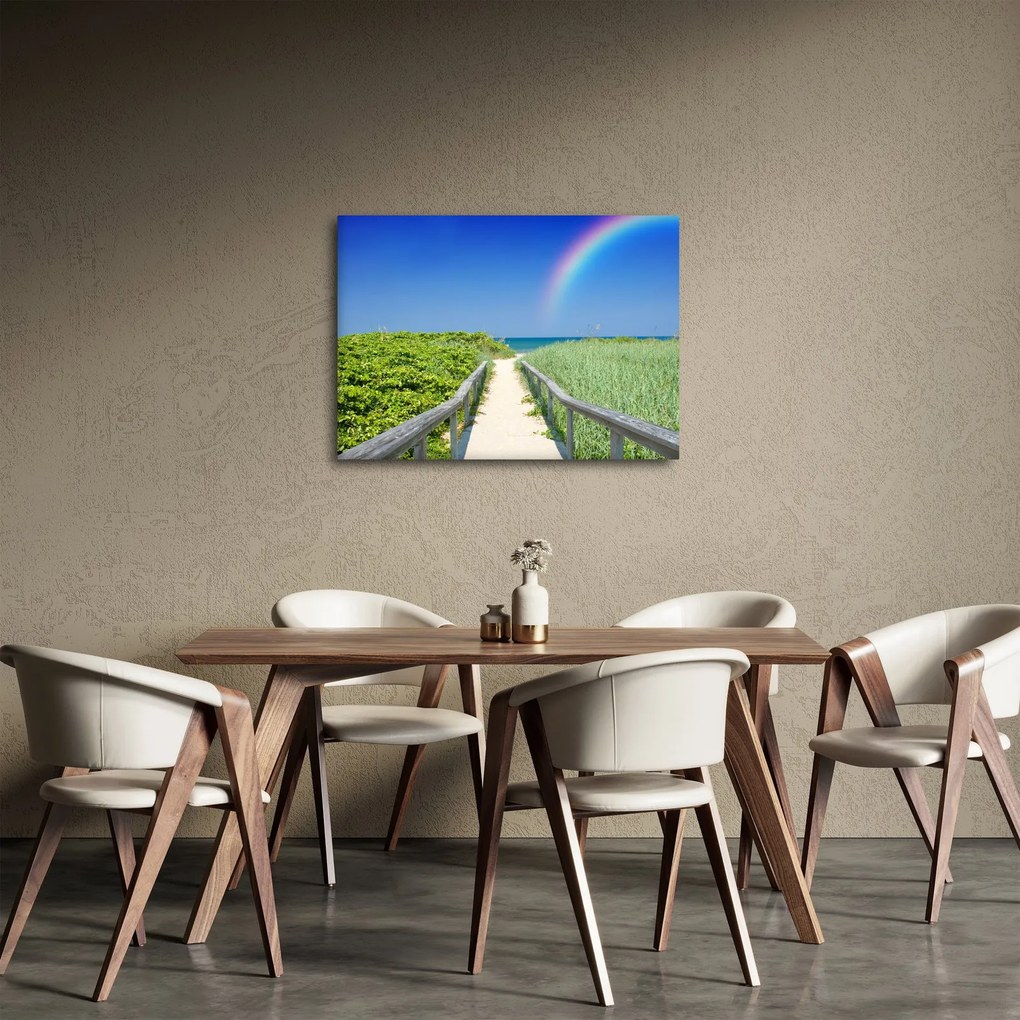 Kép - Tájkép és a szivárvány (70x50 cm)