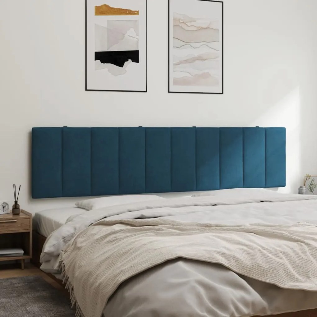 kék bársony fejtámla párna 200 cm
