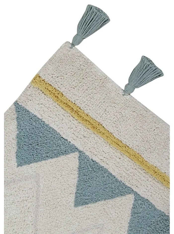 Krémszínű mosható kézi szövésű pamut gyerek szőnyeg 120x160 cm Azteca Vintage Blue – Lorena Canals